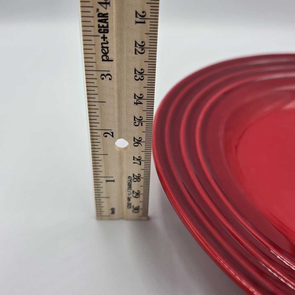 Le Creuset Solid Red Cerise Cherry Stoneware Round Dinner Plate 12" - Picture 3 of 5